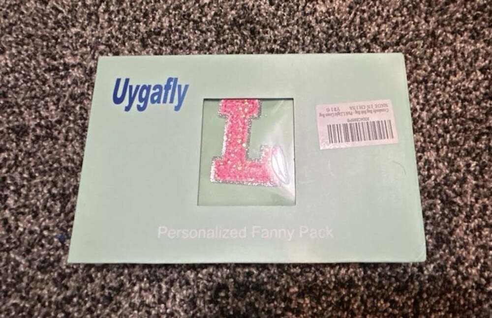 Uygafly Personalized Fanny Pack with Initial Pink Light Green Bag